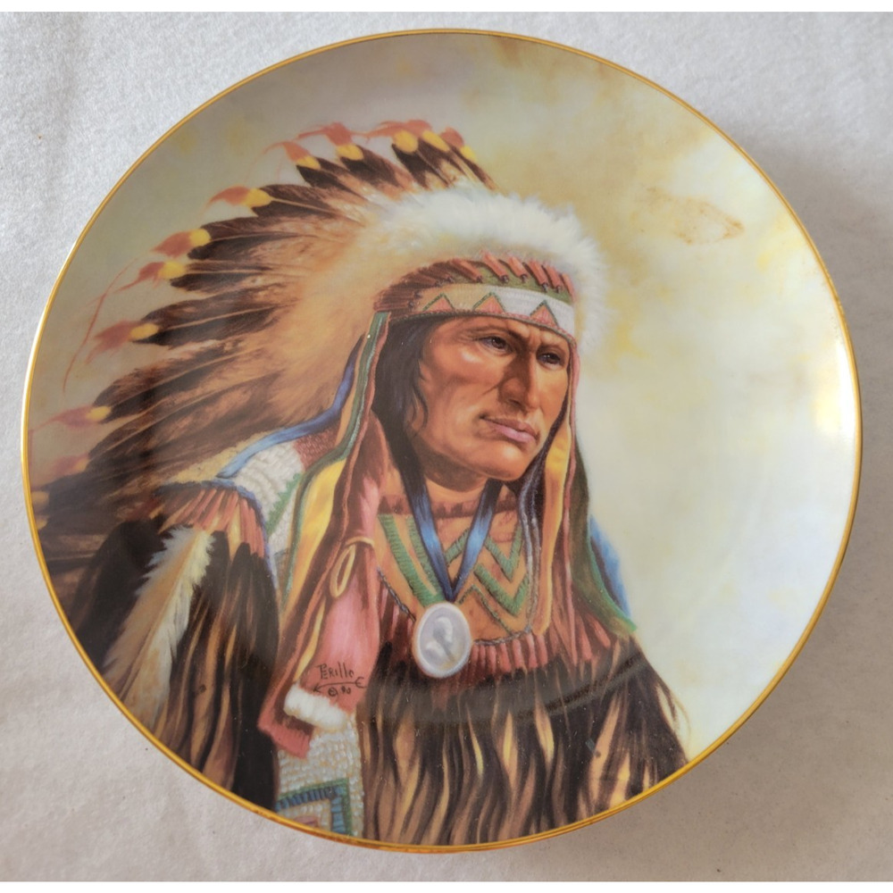 Vtg 1991 Artaffects Strength of the Sioux Chief Perillo Collectible Plate #2198G